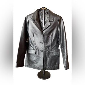 Emergency Exit Girls Black Leather Jacket Size 14/16